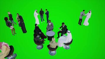 3d animatie van de vergadering tussen Europeanen en afrikanen zittend en staand video