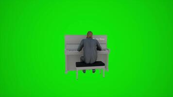 3D animation of the musician playing the piano on the green screen in chroma key video