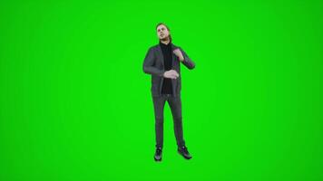 3D animation of a shopping man on a green screen thinking listening and buying video