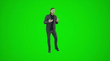 3D animation of a shopping man on green screen thinking and talking and buying video