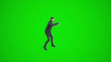 3d animazione di un' maschio compositore danza e avendo divertimento su un' verde schermo nel video