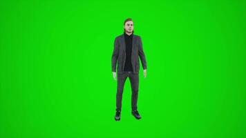 3D animation of building observer on green screen looking thinking and hearing video