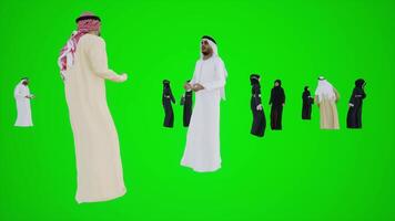 3d animatie van een groep van Arabieren pratend Bij de opening van de schilderij video