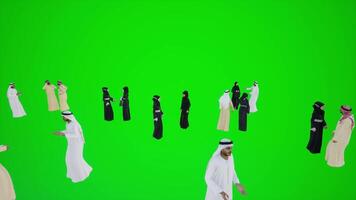 3D animation of a crowd of Arabs talking at the opening of the painting video