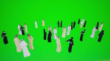3D animation of a group of Arabs talking at the opening of the painting video