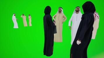 3D animation of a group of Arab couples at the opening of the painting video