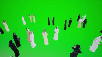 3d animación de un grupo de árabes a el apertura de el coche exposición en dubai video