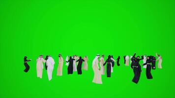 3D animation of a group of Arab women on the beaches of Dubai in the green video