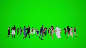 3d animação do uma grupo do árabes dentro kavarah em a verde tela elas estão feliz video