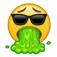 Face vomiting with sunglasses Large size of yellow emoji smile vector