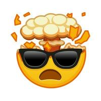 Shocked face with exploding head and sunglasses Large size of yellow emoji smile vector