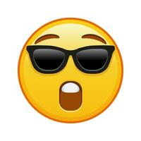 cara con abierto boca y Gafas de sol grande Talla de amarillo emoji sonrisa vector