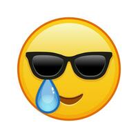 contento cara con lágrimas y Gafas de sol grande Talla de amarillo emoji sonrisa vector