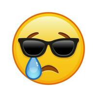 Crying face with sunglasses Large size of yellow emoji smile vector