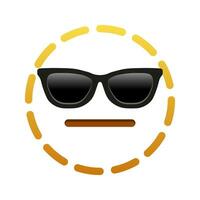 Line neutral face with sunglasses Large size of yellow emoji smile vector
