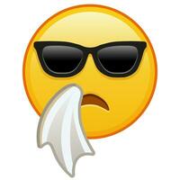 Sneezing face with sunglasses Large size of yellow emoji smile vector