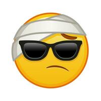 Face with head-bandage with sunglasses Large size of yellow emoji smile vector