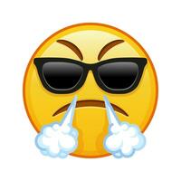 Face with an expression of displeasure with sunglasses Large size of yellow emoji smile vector