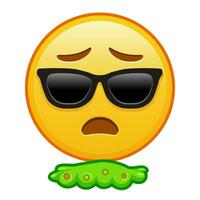 Face vomiting with sunglasses Large size of yellow emoji smile vector