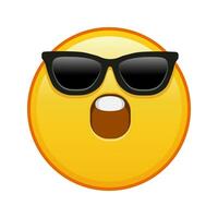 A grinning face with sunglasses and open mouth Large size of yellow emoji smile vector