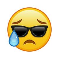 Face with an expression of disappointment and relief with sunglasses vector