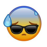 Face with open mouth in cold sweat and sunglasses Large size of yellow emoji smile vector