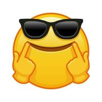 Fake smile face with sunglasses Large size of yellow emoji smile vector