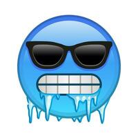 Freezing face with sunglasses Large size of yellow emoji smile vector