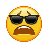 Tired face with sunglasses Large size of yellow emoji smile vector