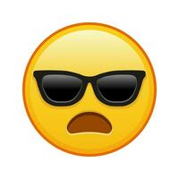 Frowning face with open mouth and sunglasses Large size of yellow emoji smile vector