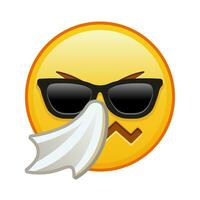 estornudos cara con Gafas de sol grande Talla de amarillo emoji sonrisa vector