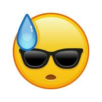 Face in cold sweat with sunglasses Large size of yellow emoji smile vector