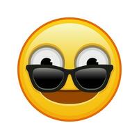 Face with big eyes with sunglasses Large size of yellow emoji smile vector