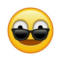 Face with big eyes with sunglasses Large size of yellow emoji smile vector