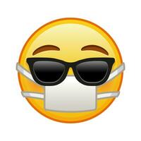 Face with medical mask and sunglasses Large size of yellow emoji smile vector