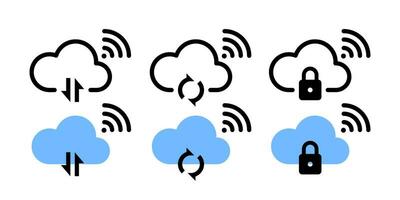 Cloud service and network icons. Vector icons