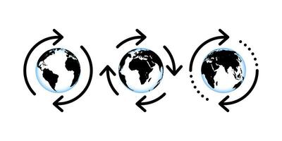 Globe icons. Cloud data transfer. Vector icons