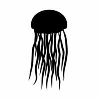 Jellyfish silhouette icon vector. Jellyfish silhouette can be used as icon, symbol or sign. Jellyfish icon vector for design of invertebrate, undersea or marine