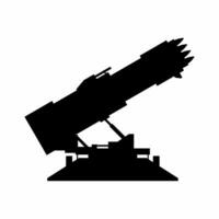 Multiple rocket launcher silhouette icon vector. Missile launcher turret silhouette can be used as icon, symbol or sign. Missile turret icon vector for design of weapon, military, army or war