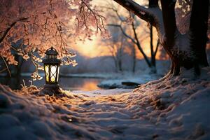 AI generated Winter magic morning coffee adds warmth to the enchanting winter morning photo