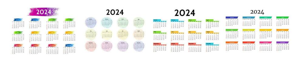 Calendar for 2024 isolated on a white background vector