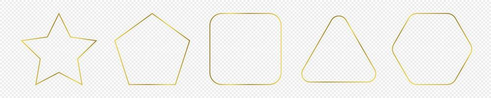 Gold glowing different geometric shape frame vector