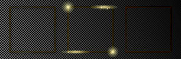 Gold glowing square frame vector