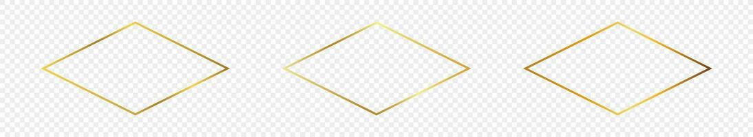 Gold glowing rhombus  shape frame vector