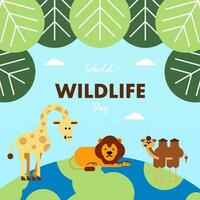 World wildlife day illustration background vector