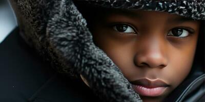 AI generated Captivating close-ups of child in winter attire. AI generative. photo