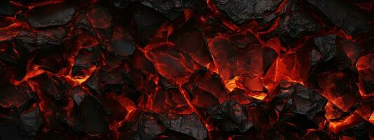 AI generated Intense close-up of lava flow and charcoal fire. AI generative. photo