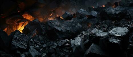 ai generado fascinante de cerca de carbón con bailando llamas ai generativo. foto
