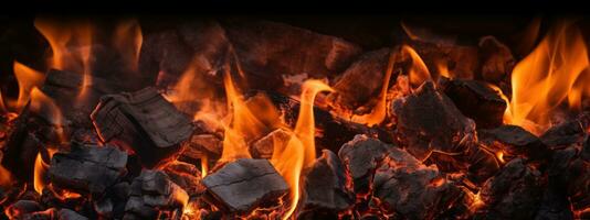 AI generated Mesmerizing fire pit flames, flickering dance, crackling wood. AI generative. photo