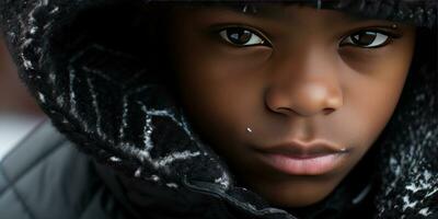 AI generated Captivating close-ups of child in winter attire. AI generative. photo